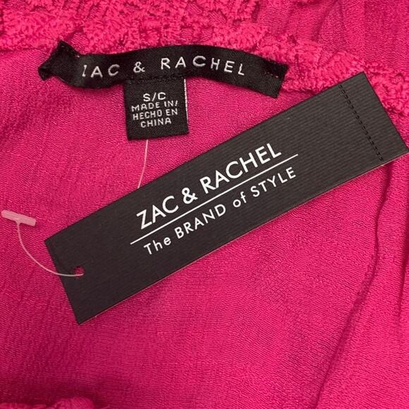 New Zac & Rachel Womens Small Raspberry Rose Crochet Front Long Sleeve Blouse - Picture 6 of 7